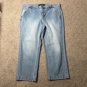 Calvin Klein Women's Light Wash Capri Wide Jeans High Rise Stretch Denim Y2K 14